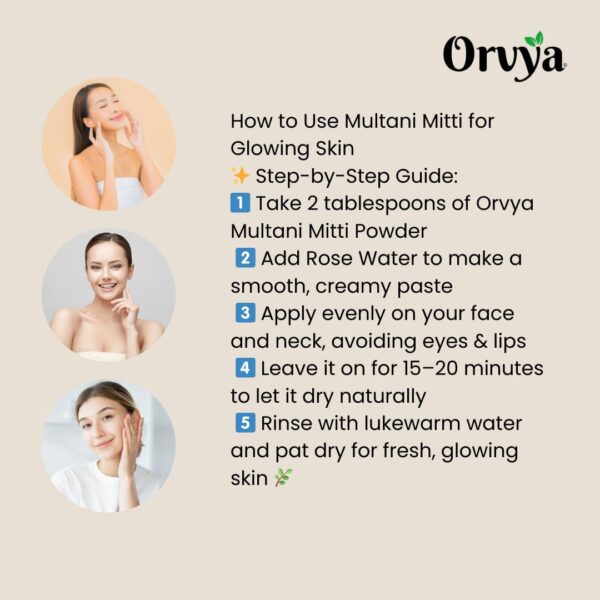 Orvya 100% Organic Roasted Multani Mitti | Pure Fuller's Earth Raw Stone Form for Skin & Hair Care | Natural Face Pack, Acne & Tan Removal, Exfoliator - Image 3