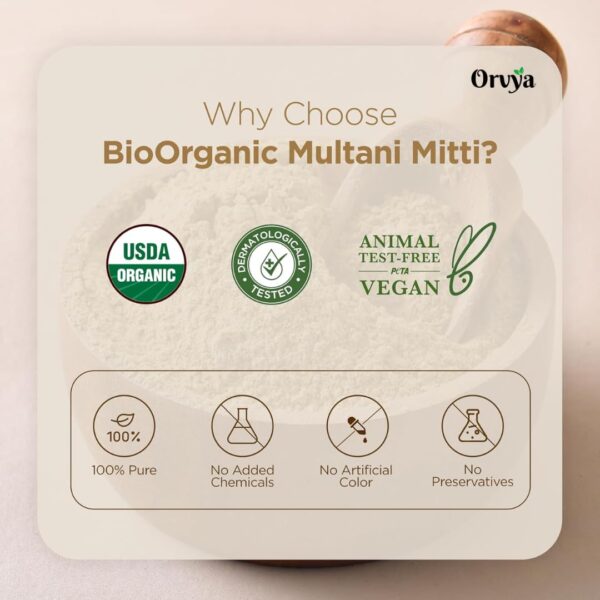 Orvya 100% Organic Roasted Multani Mitti | Pure Fuller's Earth Raw Stone Form for Skin & Hair Care | Natural Face Pack, Acne & Tan Removal, Exfoliator - Image 6