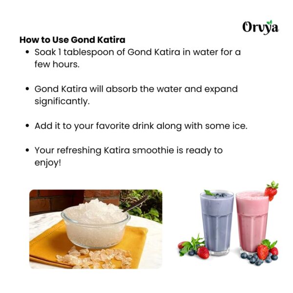 Orvya Organic Gond Katira, Gond Katira 100gm, Pure Organic Edible Gum Tragacanth Gum Gond - Image 4