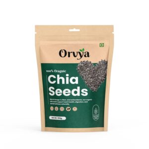 Orvya Organic Chia Seeds – 100% Natural, High in Omega-3, Gluten-Free, Superfood for All Ages