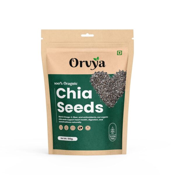 Orvya Organic Chia Seeds – 100% Natural, High in Omega-3, Gluten-Free, Superfood for All Ages