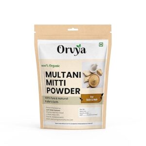 Orvya Organic Multani Mitti Powder | 100% Pure Fuller's Earth for Skin & Hair Care | Natural Clay Face Pack | Tan Removal, Acne Treatment, Exfoliator